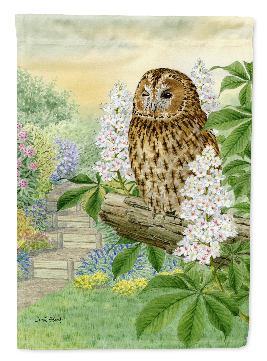 Tawny Owl House Flag 28x40 Porch Sleeve Pole Decorative Outside Yard Banner Artwork Wall Hanging, Polyester