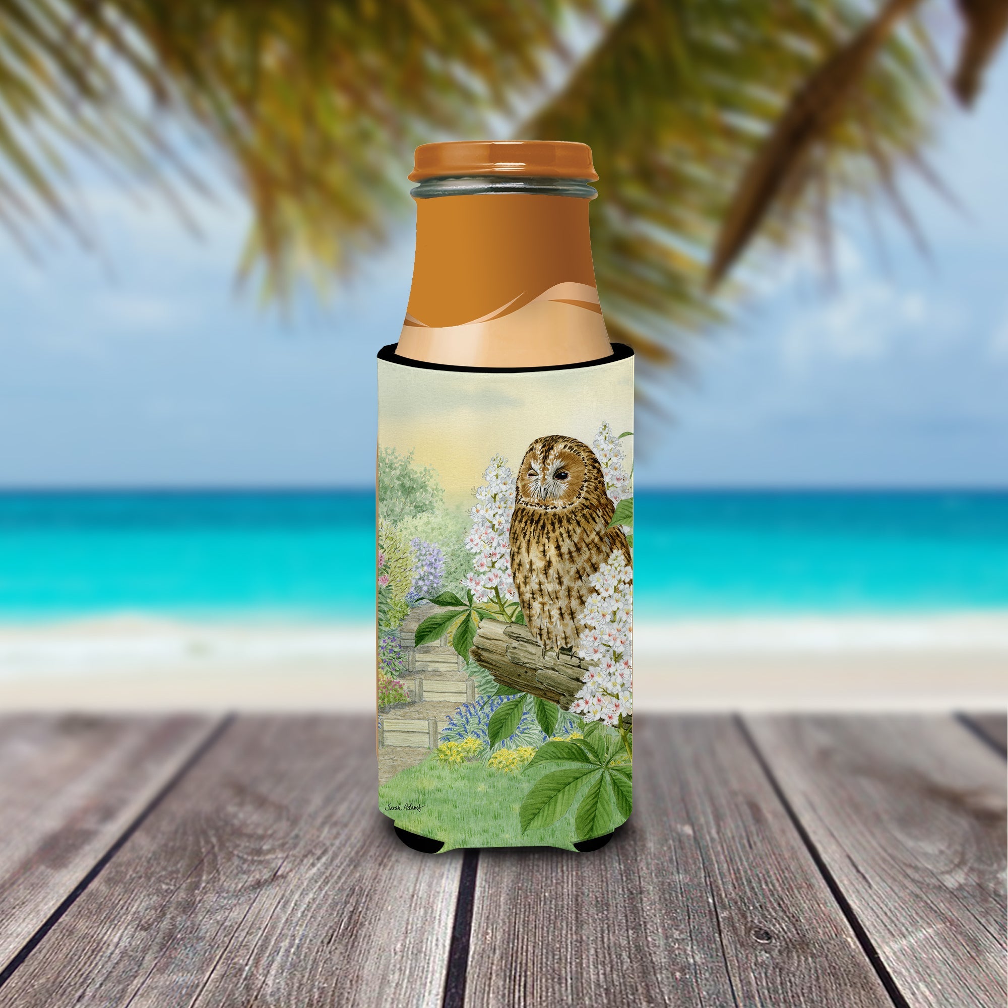 Tawny Owl Slim Can Hugger , Insulated Foam Hugger for 12 oz Slim Cans, Beer Bottles & Water Bottles, Printed in USA