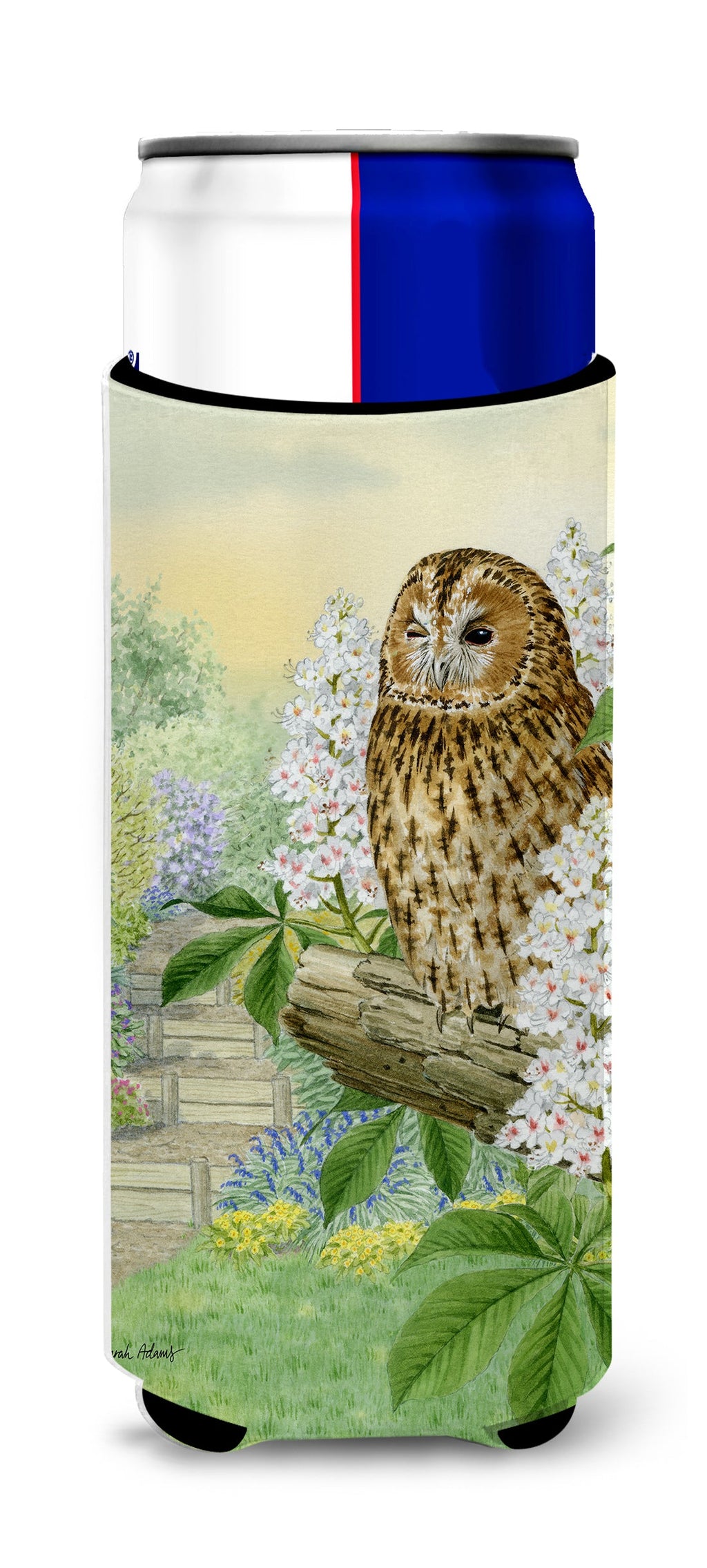 Tawny Owl Slim Can Hugger , Insulated Foam Hugger for 12 oz Slim Cans, Beer Bottles & Water Bottles, Printed in USA