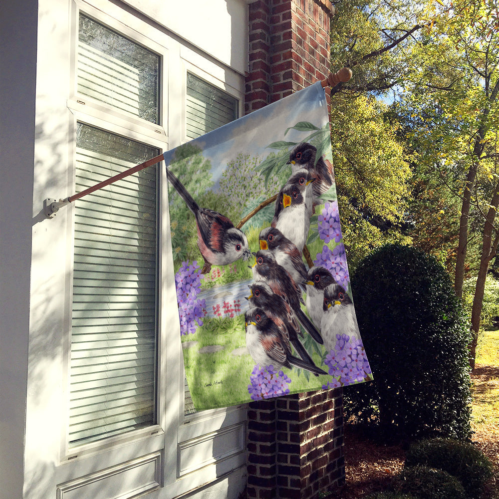 Long Tailed Tits House Flag 28x40 Porch Sleeve Pole Decorative Outside Yard Banner Artwork Wall Hanging, Polyester