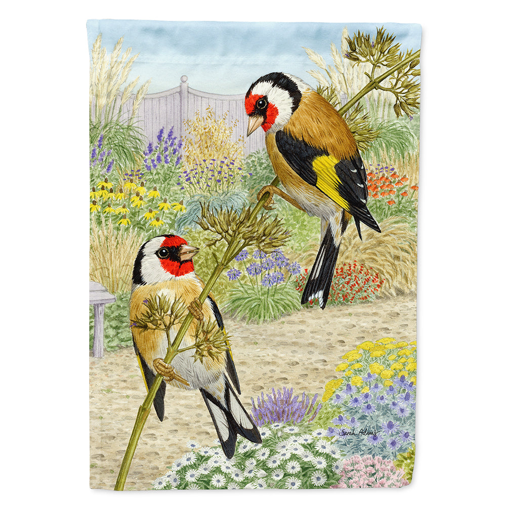 European Goldfinches House Flag 28x40 Porch Sleeve Pole Decorative Outside Yard Banner Artwork Wall Hanging, Polyester