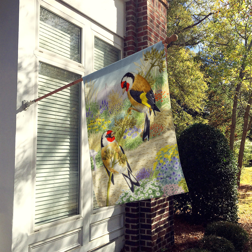 European Goldfinches House Flag 28x40 Porch Sleeve Pole Decorative Outside Yard Banner Artwork Wall Hanging, Polyester