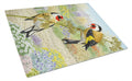 European Goldfinches Cutting Board Tempered Glass Kitchen Cutting Surface, Heat Resistant Chopping, Non-Slip Feet, Food Prep & Serving