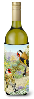 European Goldfinches Wine Bottle Hugger Gift Sleeve for Standard 750 ml Bottles, Insulated Reusable Also Fits Mini Shot & Pint Bottles