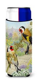 European Goldfinches Slim Can Hugger , Insulated Foam Hugger for 12 oz Slim Cans, Beer Bottles & Water Bottles, Printed in USA