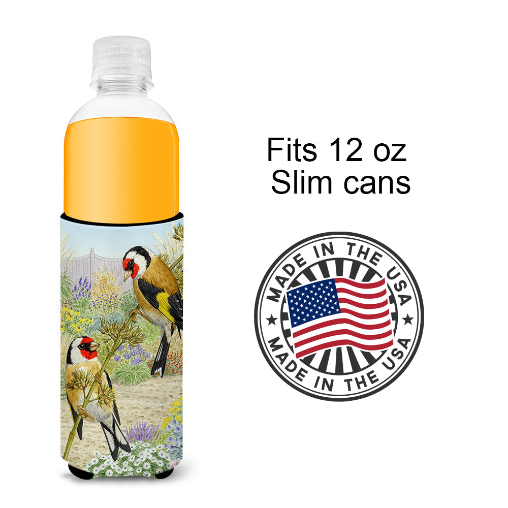 European Goldfinches Slim Can Hugger , Insulated Foam Hugger for 12 oz Slim Cans, Beer Bottles & Water Bottles, Printed in USA