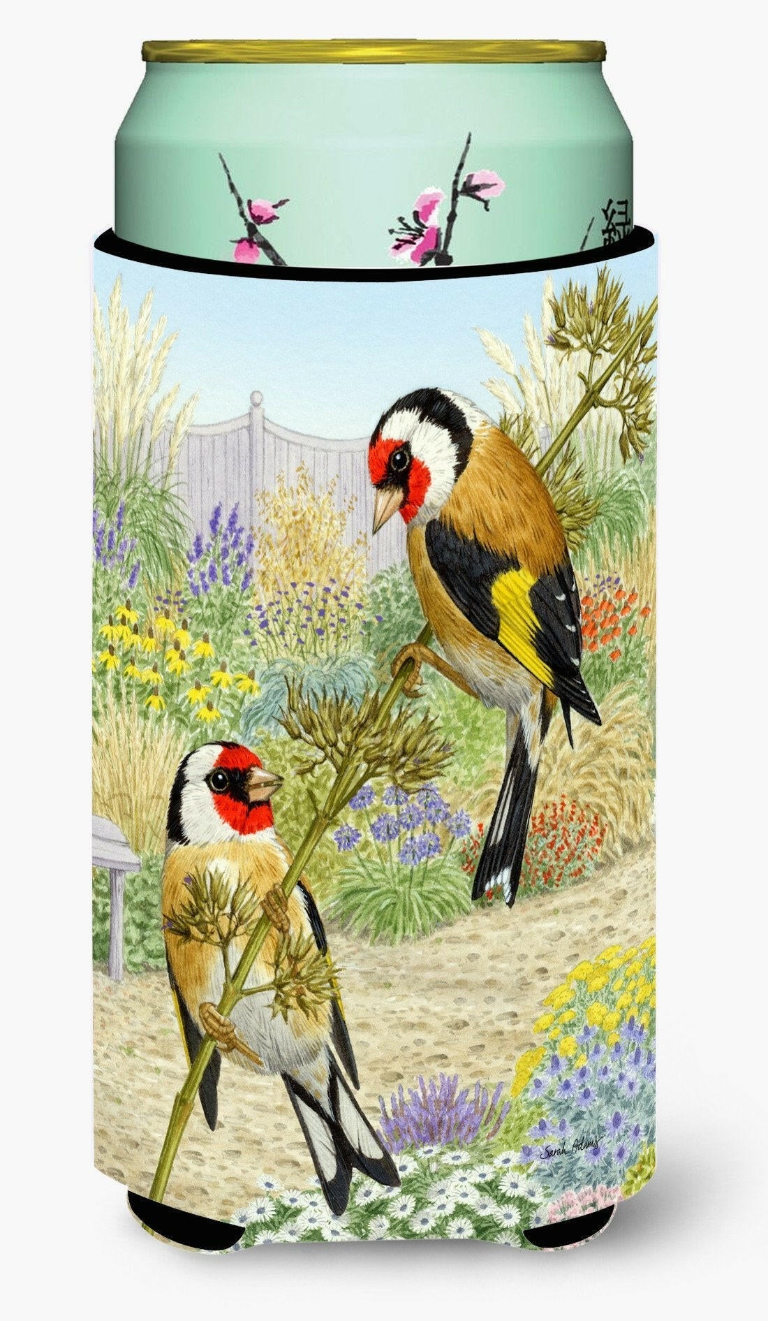 European Goldfinches Tall Boy Hugger Can Cooler Sleeve Machine Washable Drink Collapsible Insulator Beverage Insulated Holder