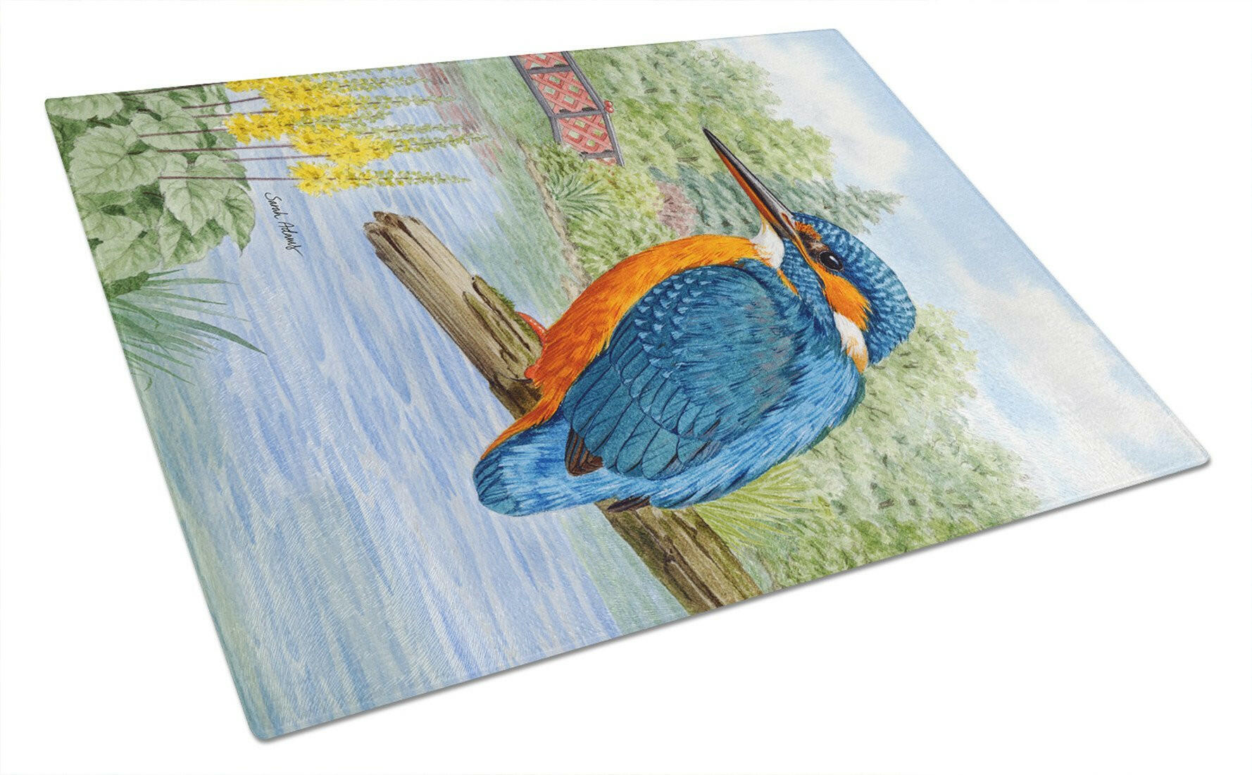 Kingfisher Cutting Board Tempered Glass Kitchen Cutting Surface, Heat Resistant Chopping, Non-Slip Feet, Food Prep & Serving