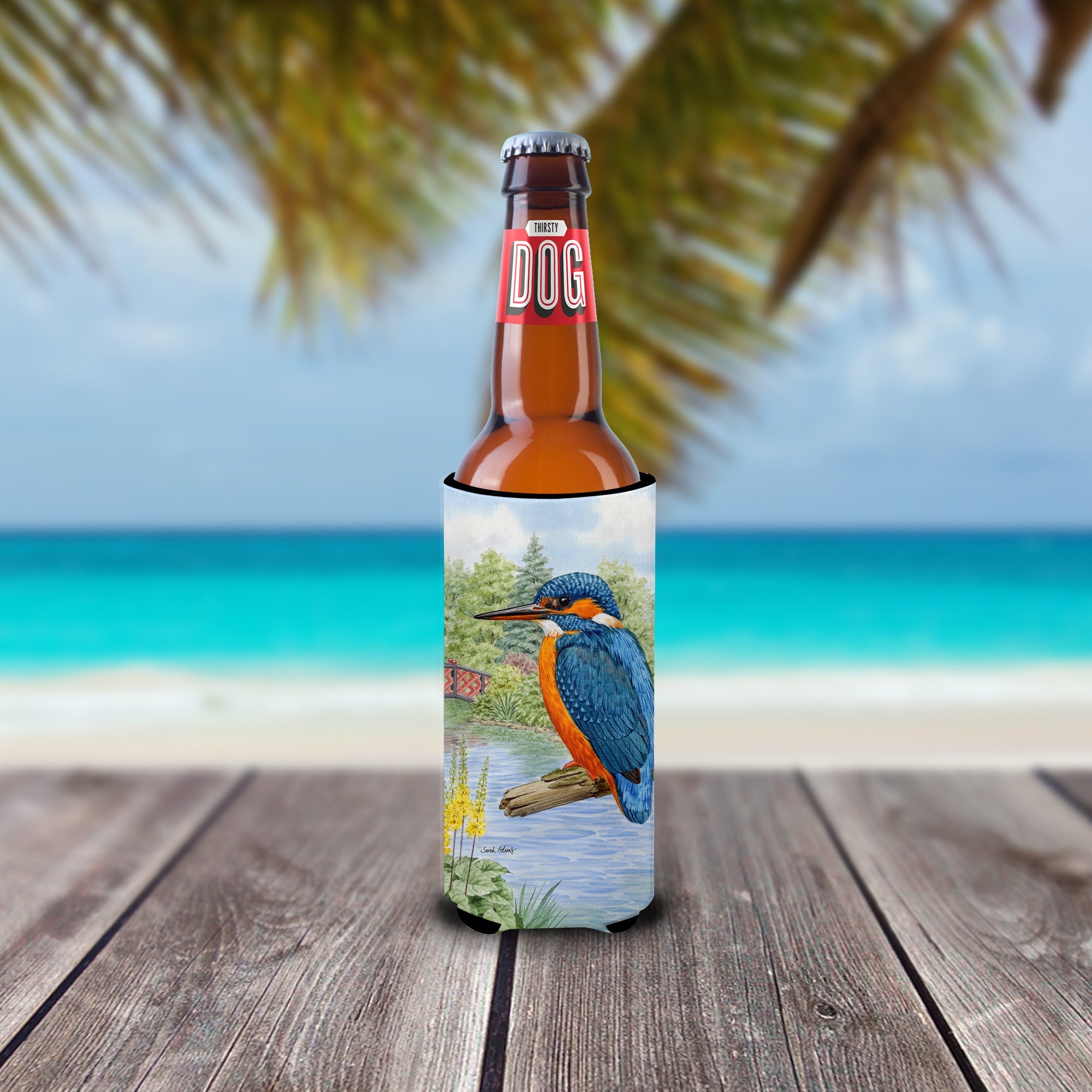 Kingfisher Slim Can Hugger , Insulated Foam Hugger for 12 oz Slim Cans, Beer Bottles & Water Bottles, Printed in USA