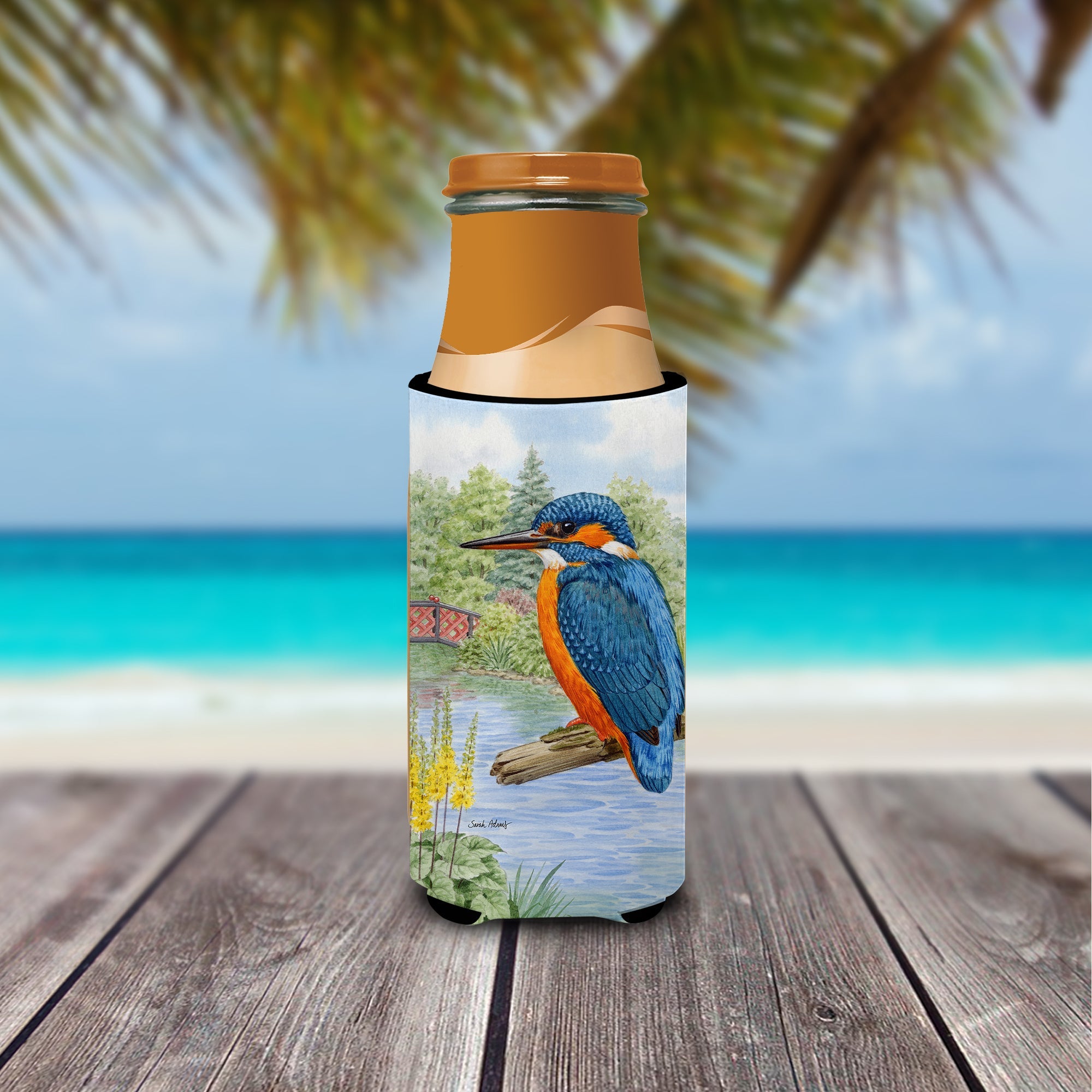 Kingfisher Slim Can Hugger , Insulated Foam Hugger for 12 oz Slim Cans, Beer Bottles & Water Bottles, Printed in USA