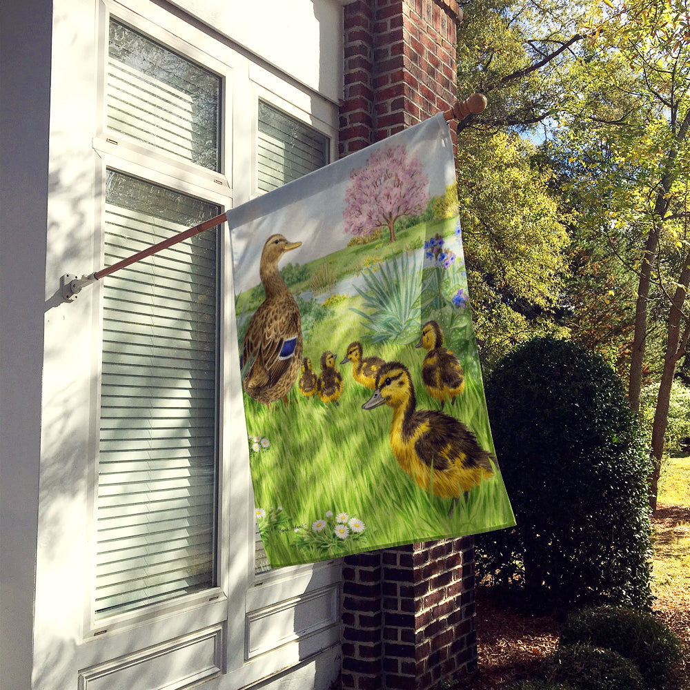 Female Mallard Duck & Ducklings House Flag 28x40 Porch Sleeve Pole Decorative Outside Yard Banner Artwork Wall Hanging, Polyester