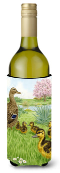 Female Mallard Duck & Ducklings Wine Bottle Hugger Gift Sleeve for Standard 750 ml Bottles, Insulated Reusable Also Fits Mini Shot & Pint Bottles