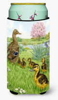Female Mallard Duck & Ducklings Tall Boy Hugger Can Cooler Sleeve Machine Washable Drink Collapsible Insulator Beverage Insulated Holder