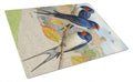 Barn Swallows Cutting Board Tempered Glass Kitchen Cutting Surface, Heat Resistant Chopping, Non-Slip Feet, Food Prep & Serving