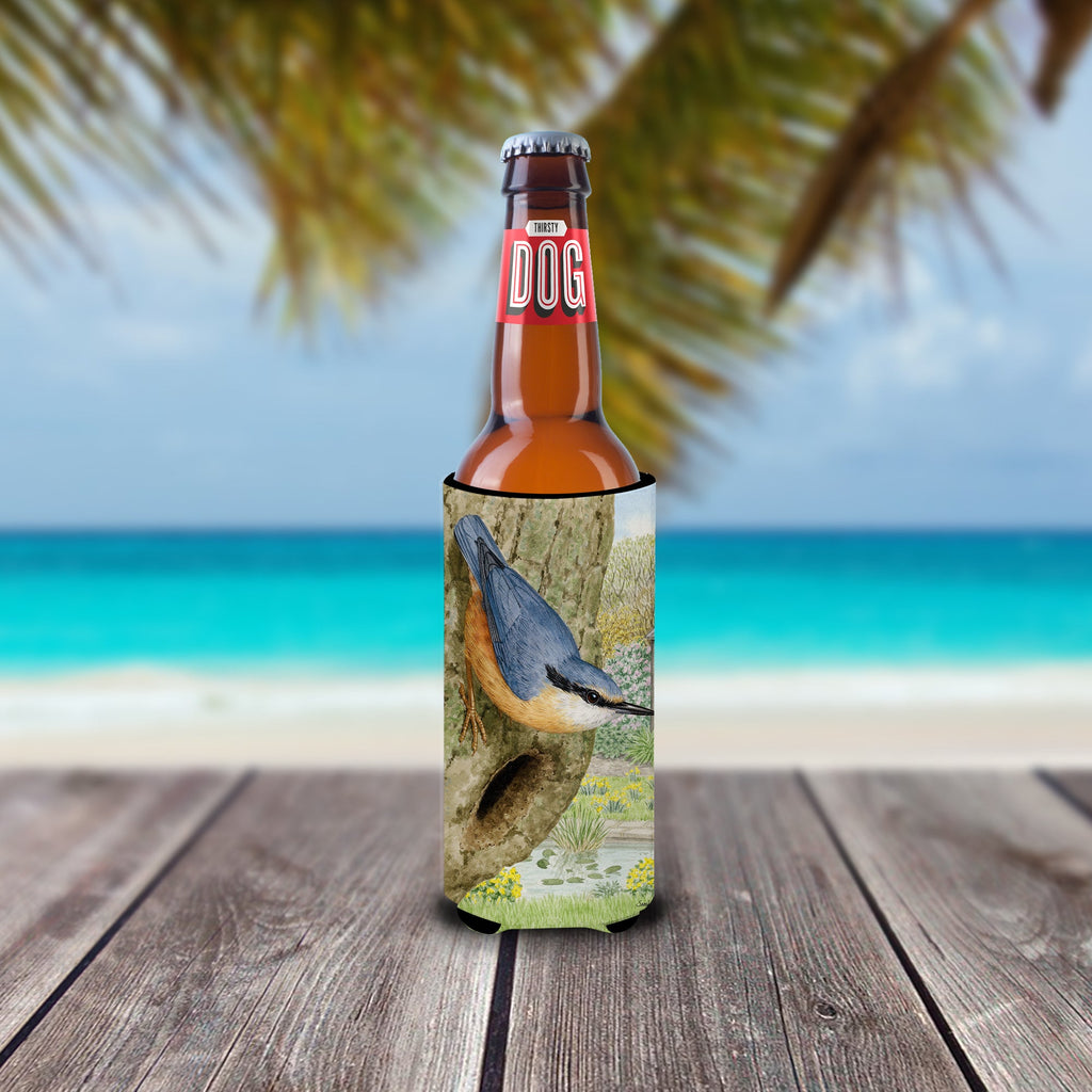 Red-breasted Nuthatch Slim Can Hugger , Insulated Foam Hugger for 12 oz Slim Cans, Beer Bottles & Water Bottles, Printed in USA