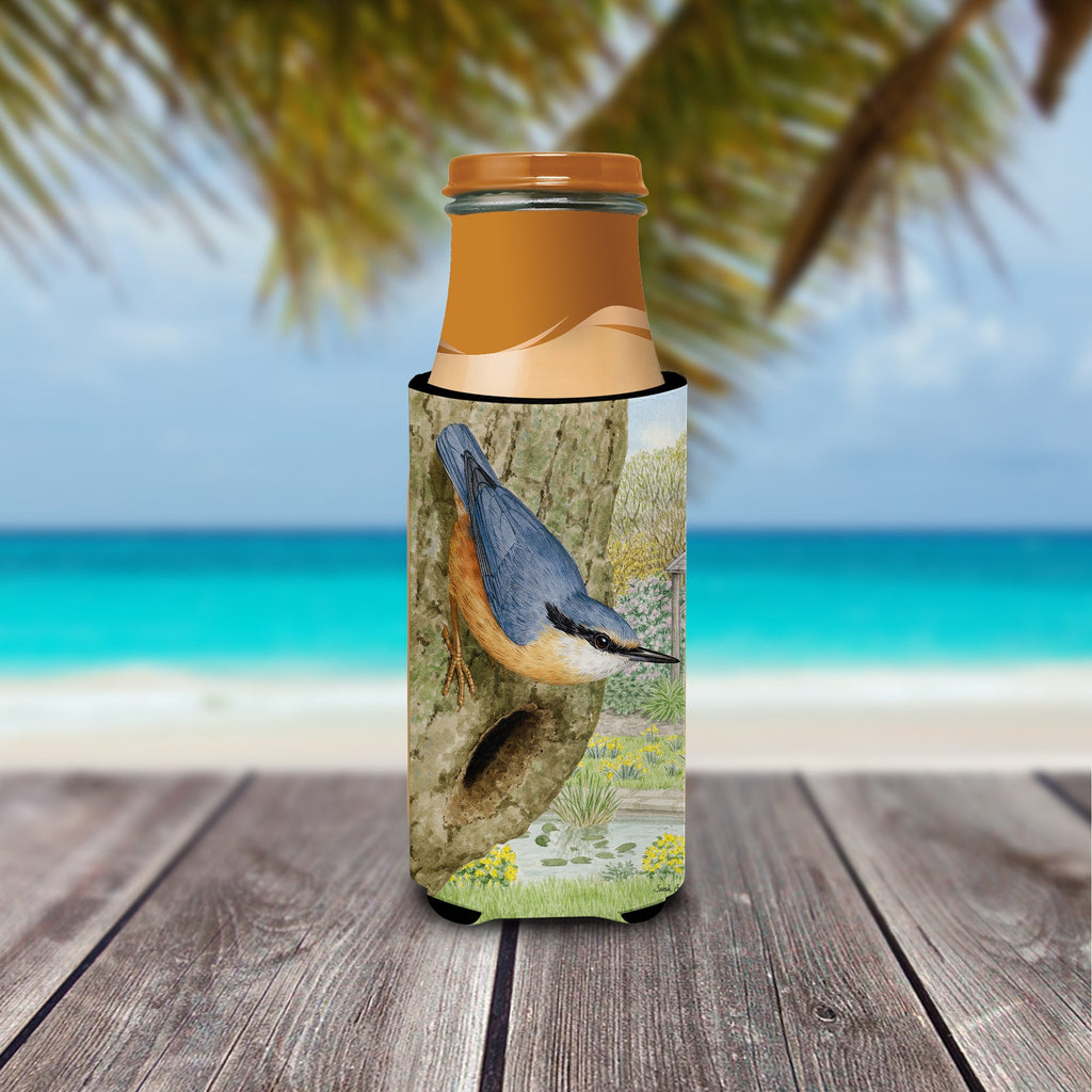 Red-breasted Nuthatch Slim Can Hugger , Insulated Foam Hugger for 12 oz Slim Cans, Beer Bottles & Water Bottles, Printed in USA