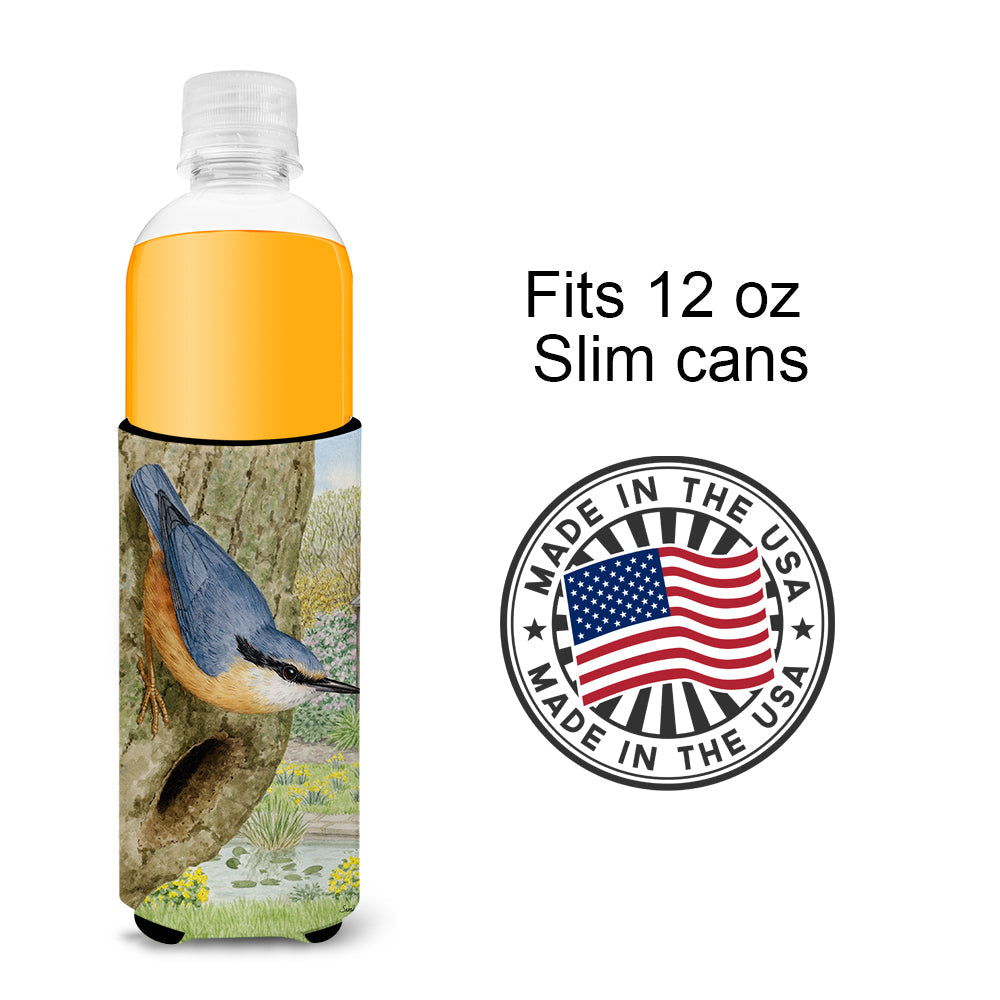 Red-breasted Nuthatch Slim Can Hugger , Insulated Foam Hugger for 12 oz Slim Cans, Beer Bottles & Water Bottles, Printed in USA