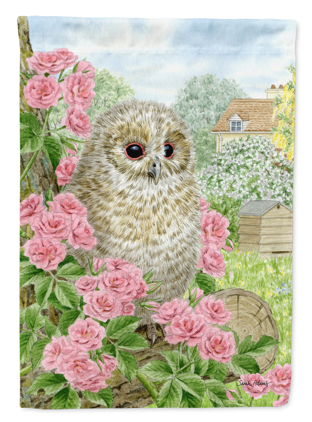 Tawny Owlet House Flag 28x40 Porch Sleeve Pole Decorative Outside Yard Banner Artwork Wall Hanging, Polyester