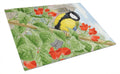 Great Tit Cutting Board Tempered Glass Kitchen Cutting Surface, Heat Resistant Chopping, Non-Slip Feet, Food Prep & Serving