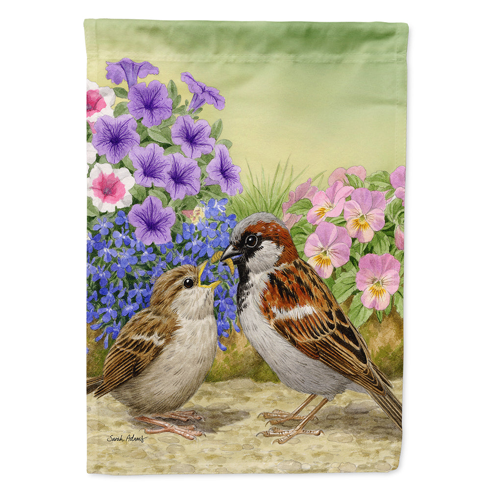House Sparrows House Flag 28x40 Porch Sleeve Pole Decorative Outside Yard Banner Artwork Wall Hanging, Polyester