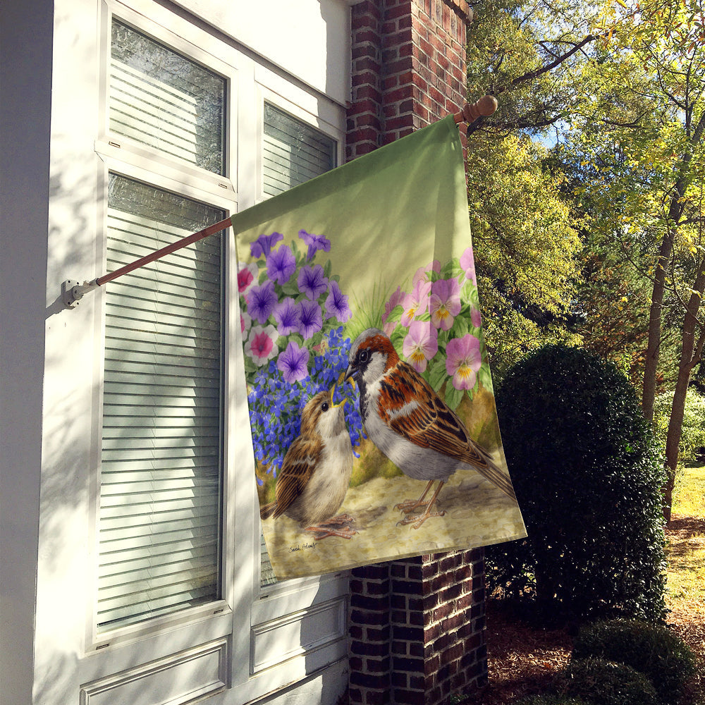 House Sparrows House Flag 28x40 Porch Sleeve Pole Decorative Outside Yard Banner Artwork Wall Hanging, Polyester