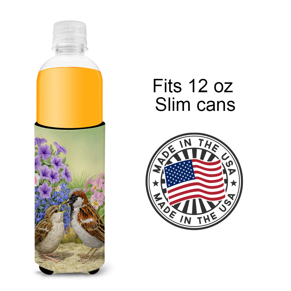 House Sparrows Slim Can Hugger , Insulated Foam Hugger for 12 oz Slim Cans, Beer Bottles & Water Bottles, Printed in USA
