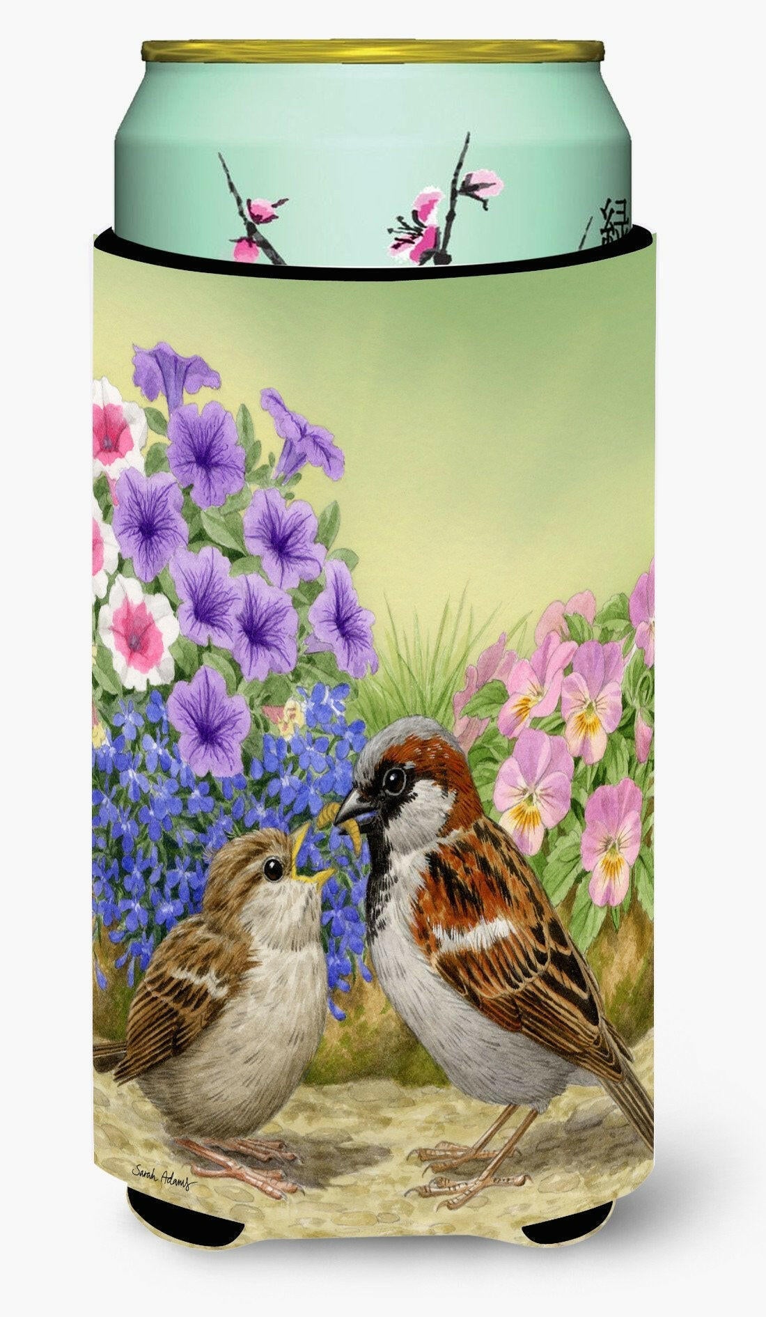 House Sparrows Tall Boy Hugger Can Cooler Sleeve Machine Washable Drink Collapsible Insulator Beverage Insulated Holder