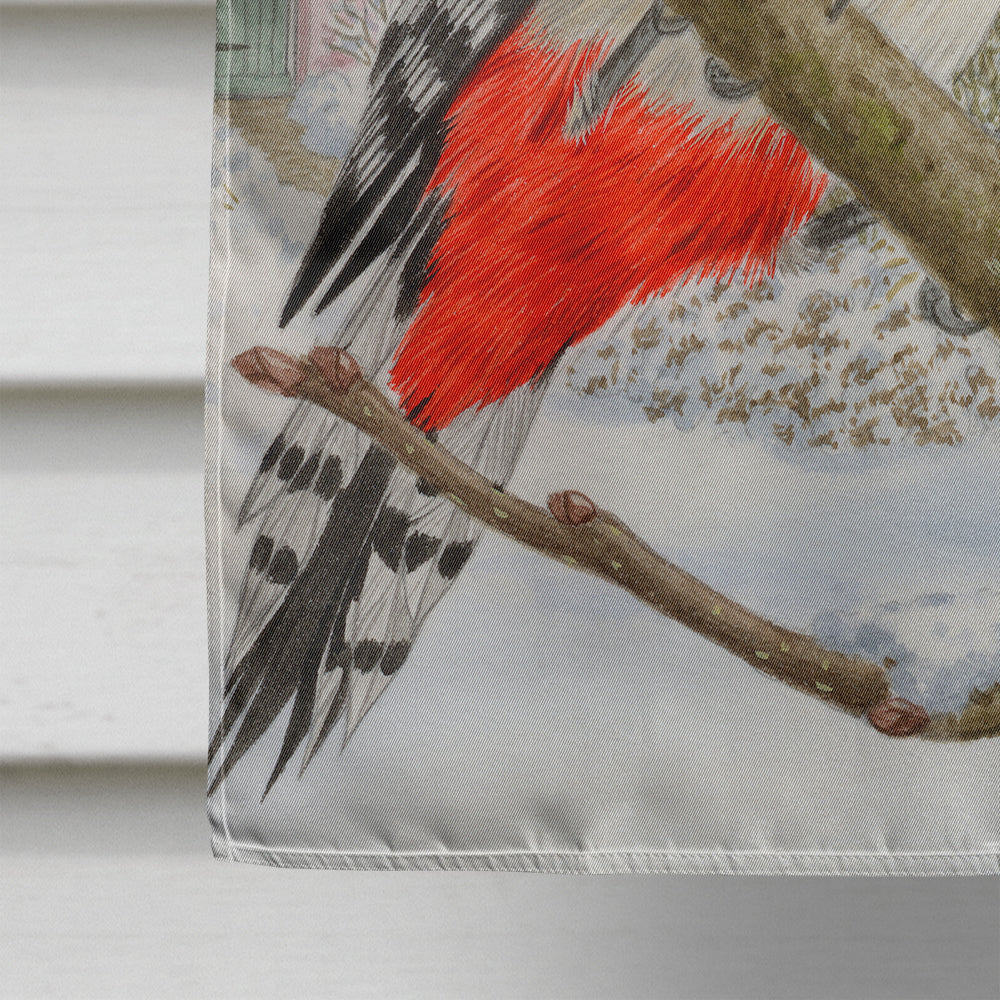 Spotted Woodpecker House Flag 28x40 Porch Sleeve Pole Decorative Outside Yard Banner Artwork Wall Hanging, Polyester