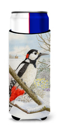 Spotted Woodpecker Slim Can Hugger , Insulated Foam Hugger for 12 oz Slim Cans, Beer Bottles & Water Bottles, Printed in USA