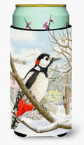 Spotted Woodpecker Tall Boy Hugger Can Cooler Sleeve Machine Washable Drink Collapsible Insulator Beverage Insulated Holder