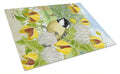 Coal Tit Cutting Board Tempered Glass Kitchen Cutting Surface, Heat Resistant Chopping, Non-Slip Feet, Food Prep & Serving