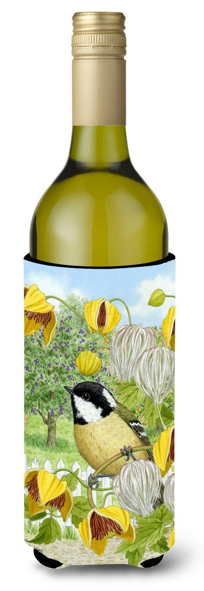 Coal Tit Wine Bottle Hugger Gift Sleeve for Standard 750 ml Bottles, Insulated Reusable Also Fits Mini Shot & Pint Bottles