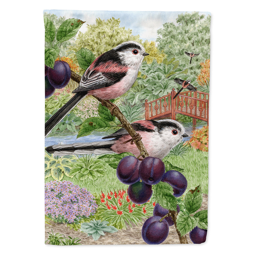 Long Tailed Tits House Flag 28x40 Porch Sleeve Pole Decorative Outside Yard Banner Artwork Wall Hanging, Polyester