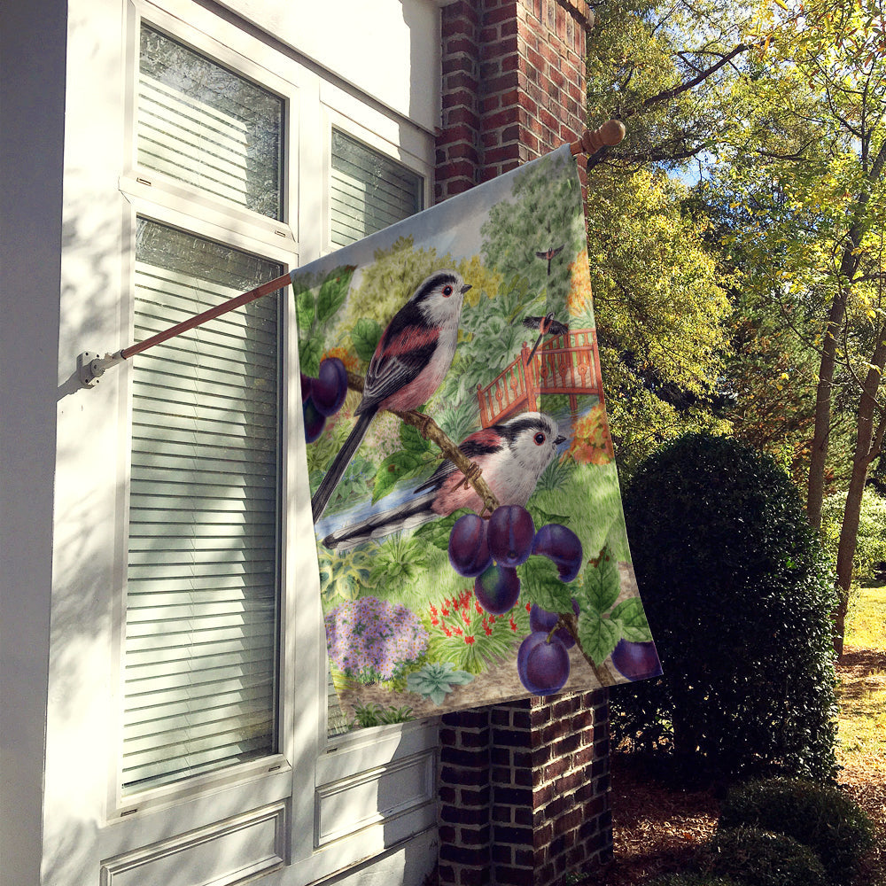 Long Tailed Tits House Flag 28x40 Porch Sleeve Pole Decorative Outside Yard Banner Artwork Wall Hanging, Polyester