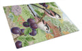 Long Tailed Tits Cutting Board Tempered Glass Kitchen Cutting Surface, Heat Resistant Chopping, Non-Slip Feet, Food Prep & Serving