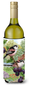 Long Tailed Tits Wine Bottle Hugger Gift Sleeve for Standard 750 ml Bottles, Insulated Reusable Also Fits Mini Shot & Pint Bottles
