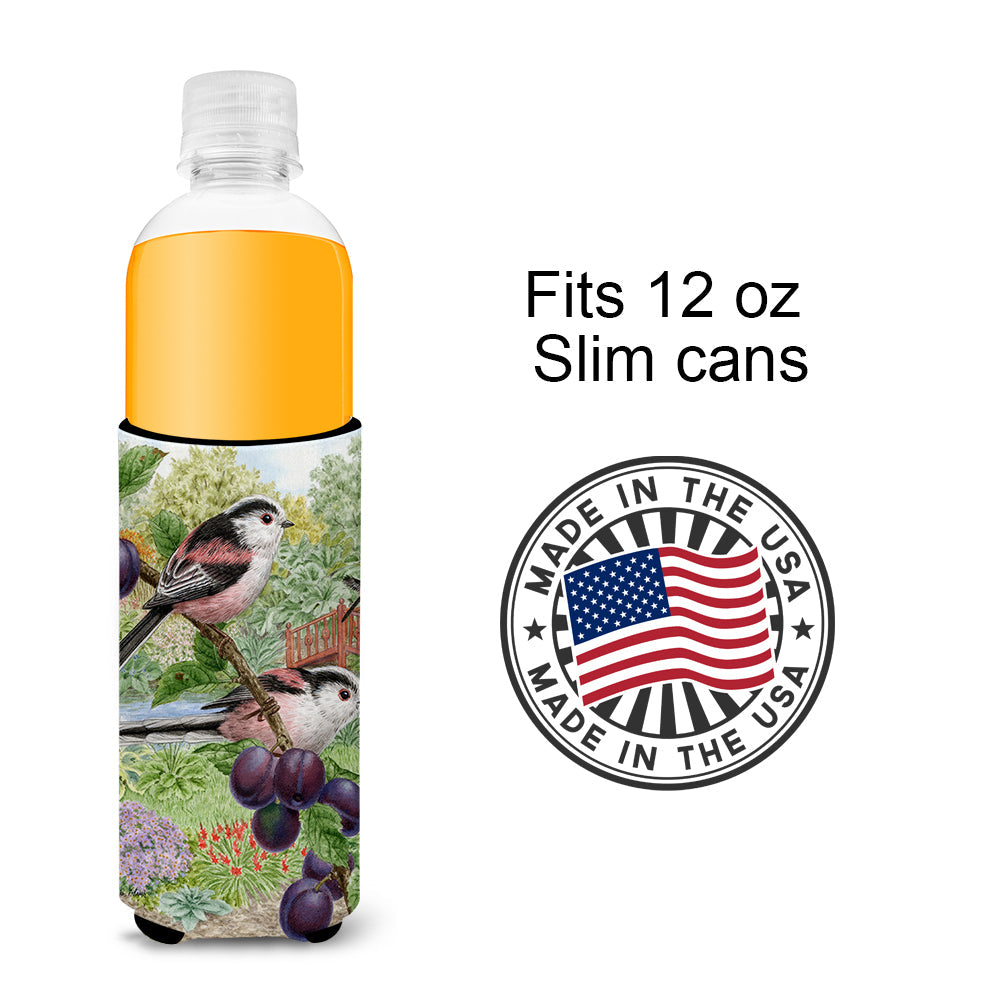 Long Tailed Tits Slim Can Hugger , Insulated Foam Hugger for 12 oz Slim Cans, Beer Bottles & Water Bottles, Printed in USA