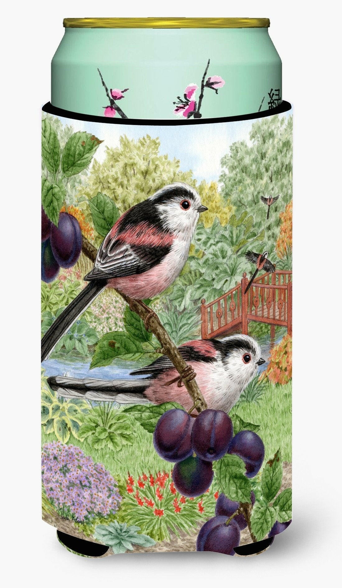 Long Tailed Tits Tall Boy Hugger Can Cooler Sleeve Machine Washable Drink Collapsible Insulator Beverage Insulated Holder