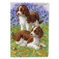 Welsh Springer Spaniel Pups House Flag 28x40 Porch Sleeve Pole Decorative Outside Yard Banner Artwork Wall Hanging, Polyester
