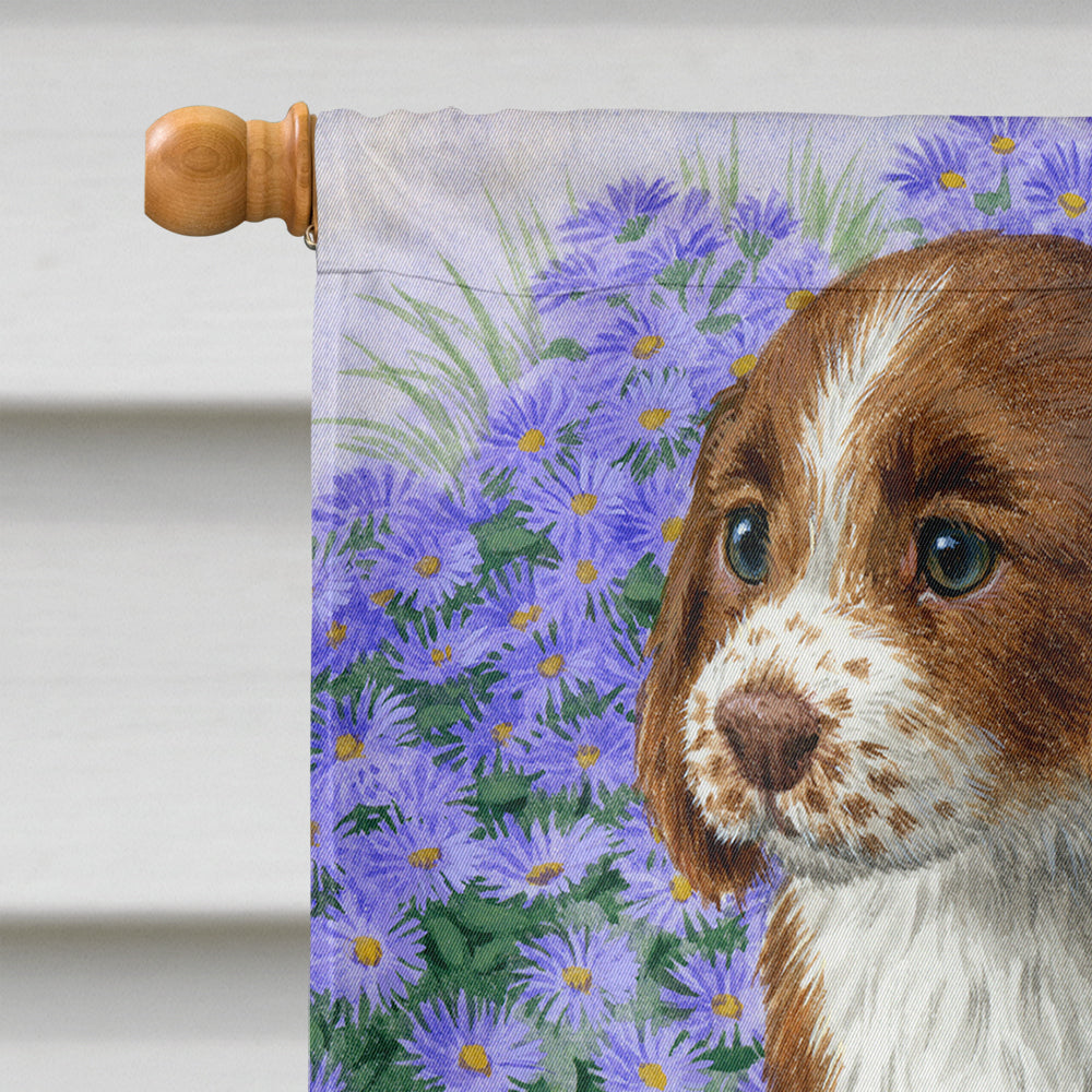 Welsh Springer Spaniel Pups House Flag 28x40 Porch Sleeve Pole Decorative Outside Yard Banner Artwork Wall Hanging, Polyester