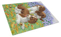 Welsh Springer Spaniel Pups Cutting Board Tempered Glass Kitchen Cutting Surface, Heat Resistant Chopping, Non-Slip Feet, Food Prep & Serving