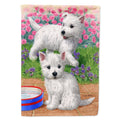 Westie Pups House Flag 28x40 Porch Sleeve Pole Decorative Outside Yard Banner Artwork Wall Hanging, Polyester