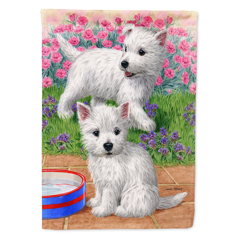 Westie Pups House Flag 28x40 Porch Sleeve Pole Decorative Outside Yard Banner Artwork Wall Hanging, Polyester