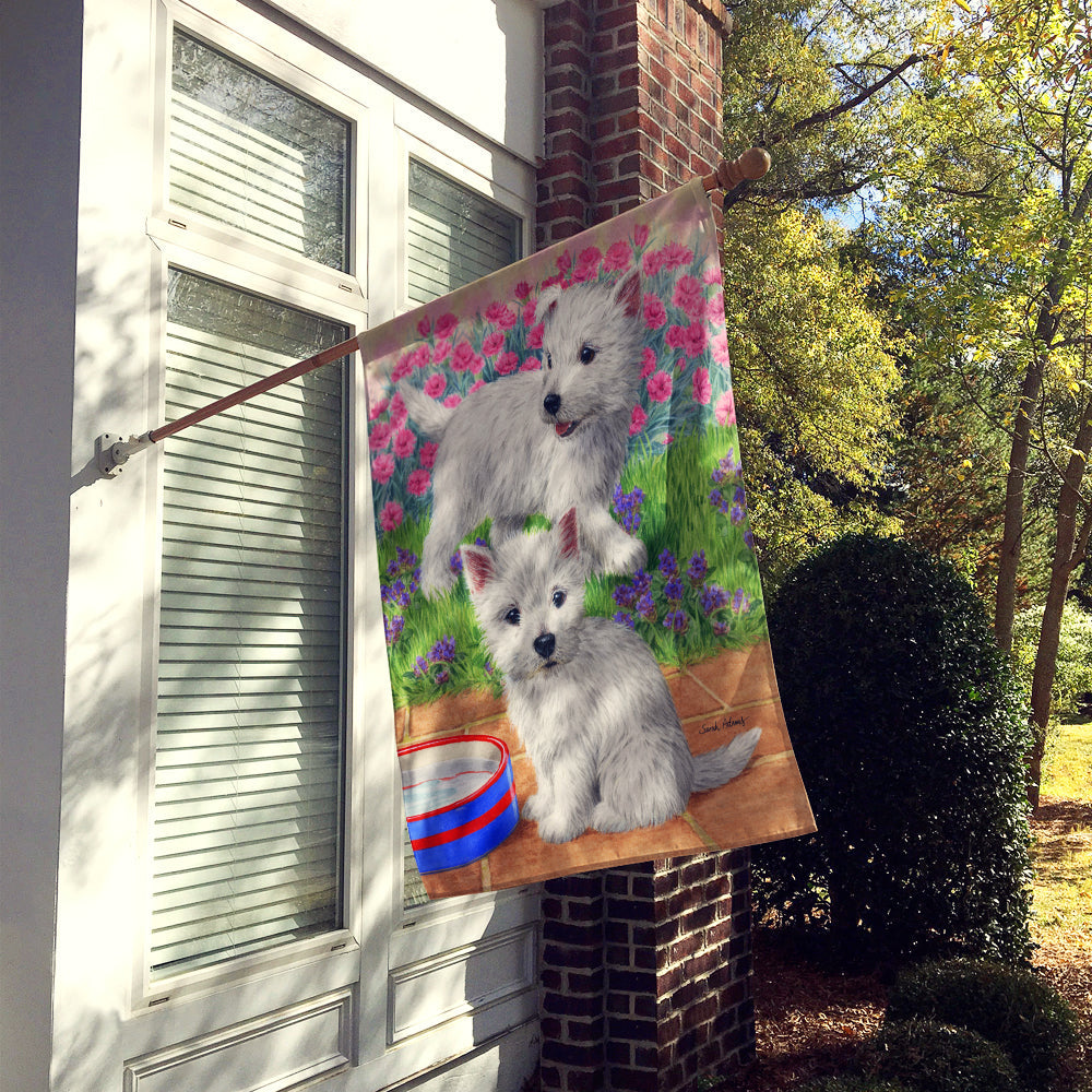 Westie Pups House Flag 28x40 Porch Sleeve Pole Decorative Outside Yard Banner Artwork Wall Hanging, Polyester