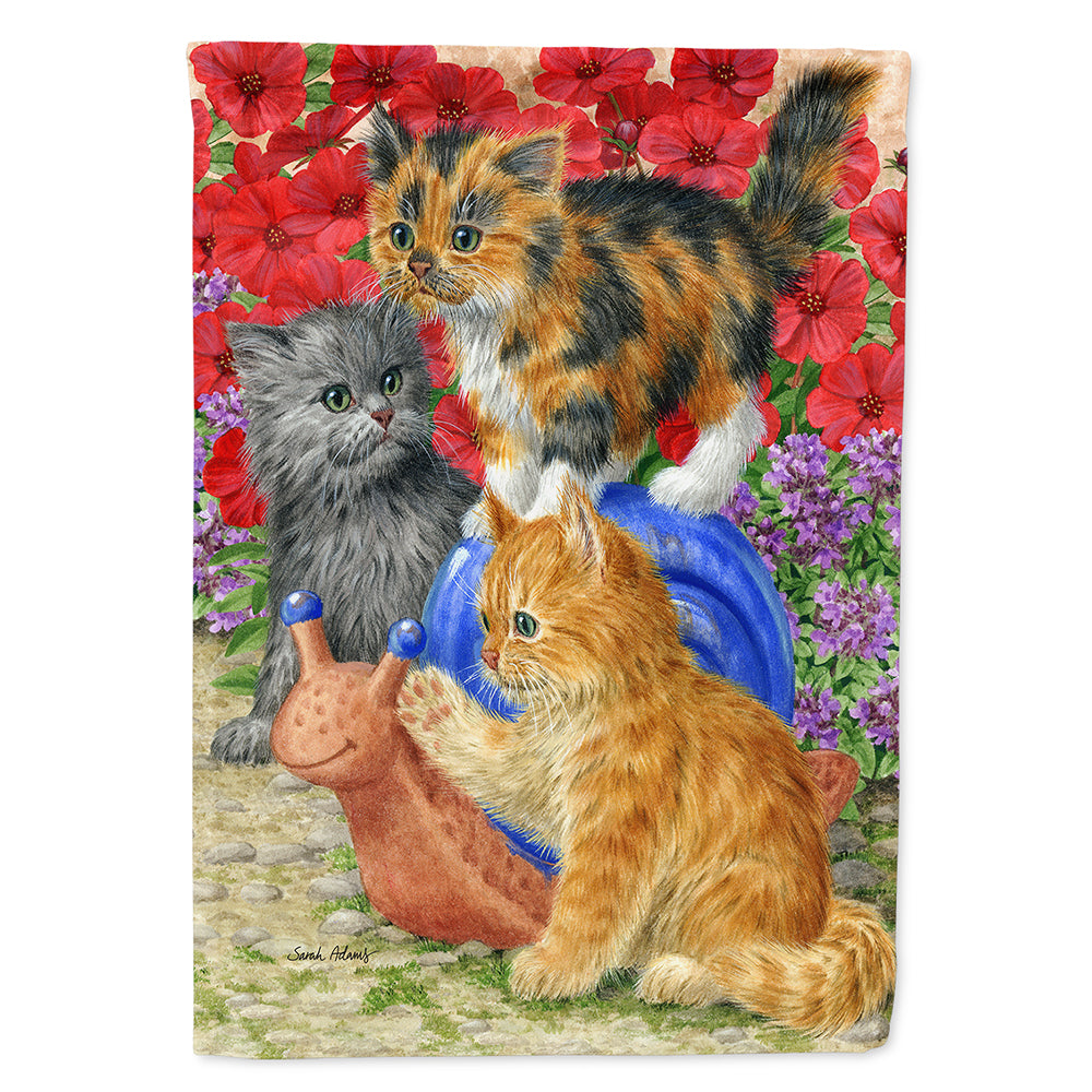 Kittens House Flag 28x40 Porch Sleeve Pole Decorative Outside Yard Banner Artwork Wall Hanging, Polyester