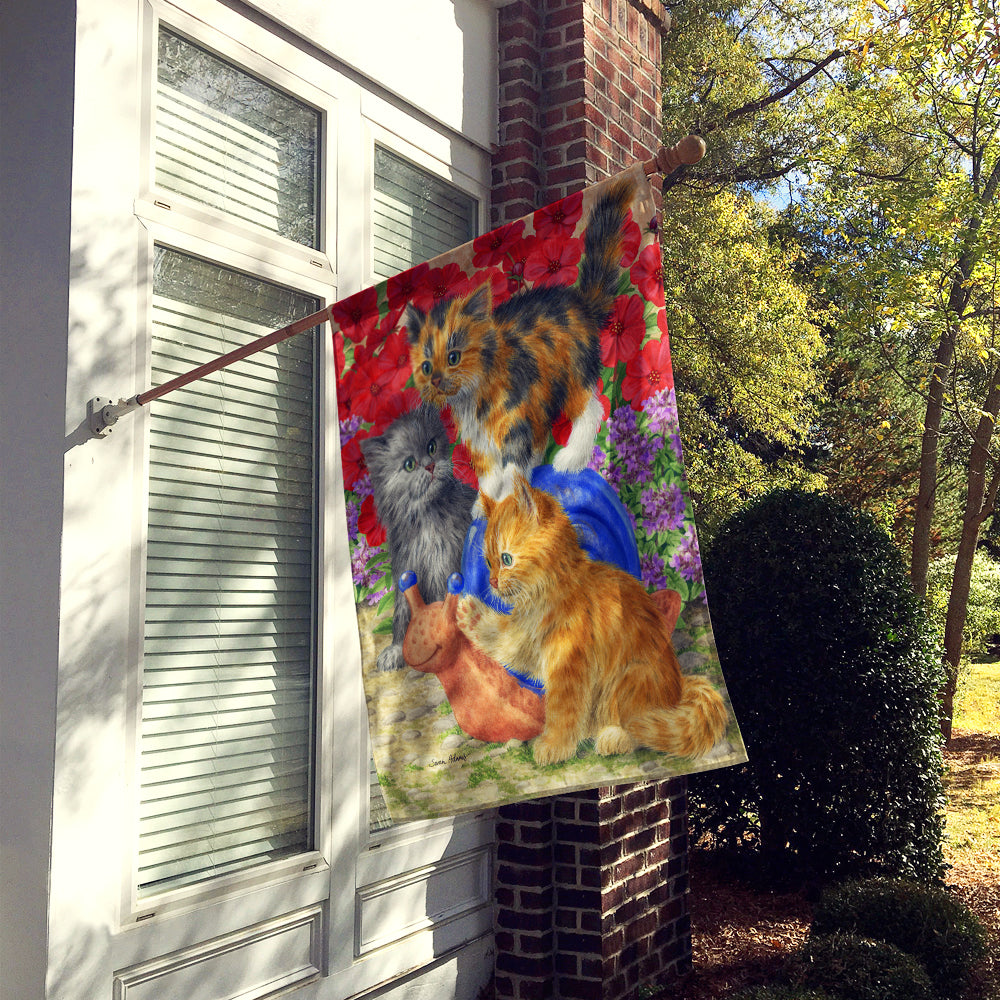 Kittens House Flag 28x40 Porch Sleeve Pole Decorative Outside Yard Banner Artwork Wall Hanging, Polyester