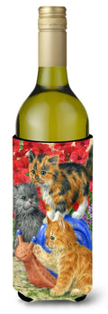 Kittens Wine Bottle Hugger Gift Sleeve for Standard 750 ml Bottles, Insulated Reusable Also Fits Mini Shot & Pint Bottles