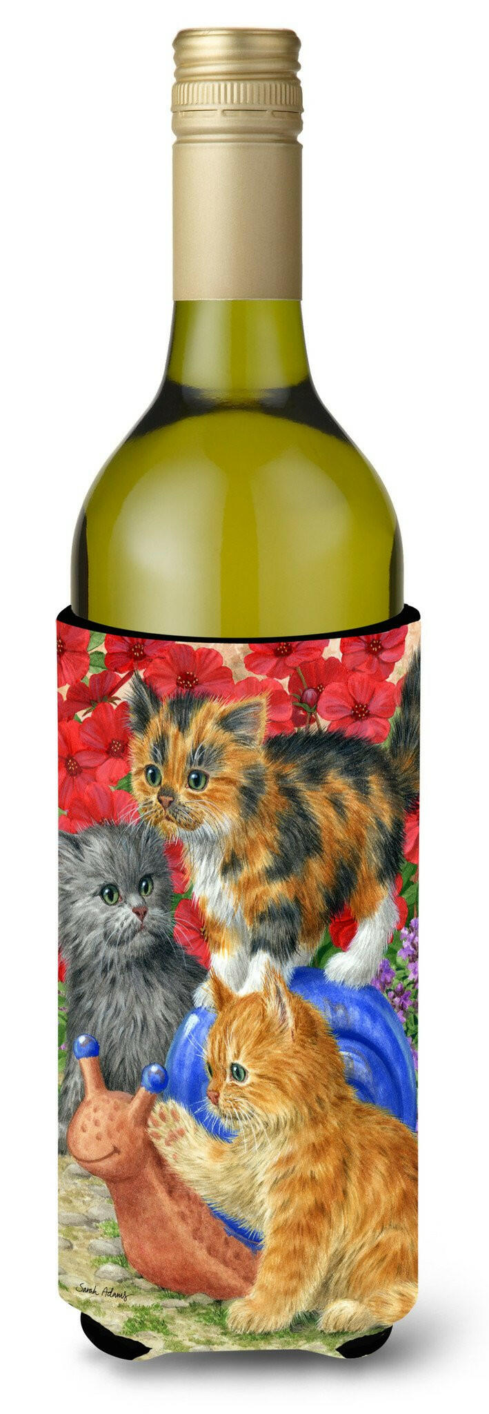 Kittens Wine Bottle Hugger Gift Sleeve for Standard 750 ml Bottles, Insulated Reusable Also Fits Mini Shot & Pint Bottles