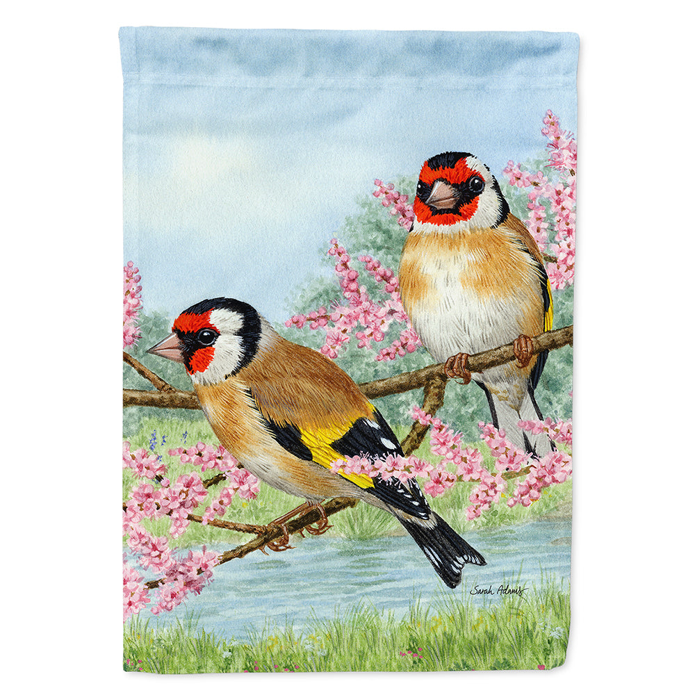 European Goldfinches House Flag 28x40 Porch Sleeve Pole Decorative Outside Yard Banner Artwork Wall Hanging, Polyester