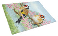 European Goldfinches Cutting Board Tempered Glass Kitchen Cutting Surface, Heat Resistant Chopping, Non-Slip Feet, Food Prep & Serving